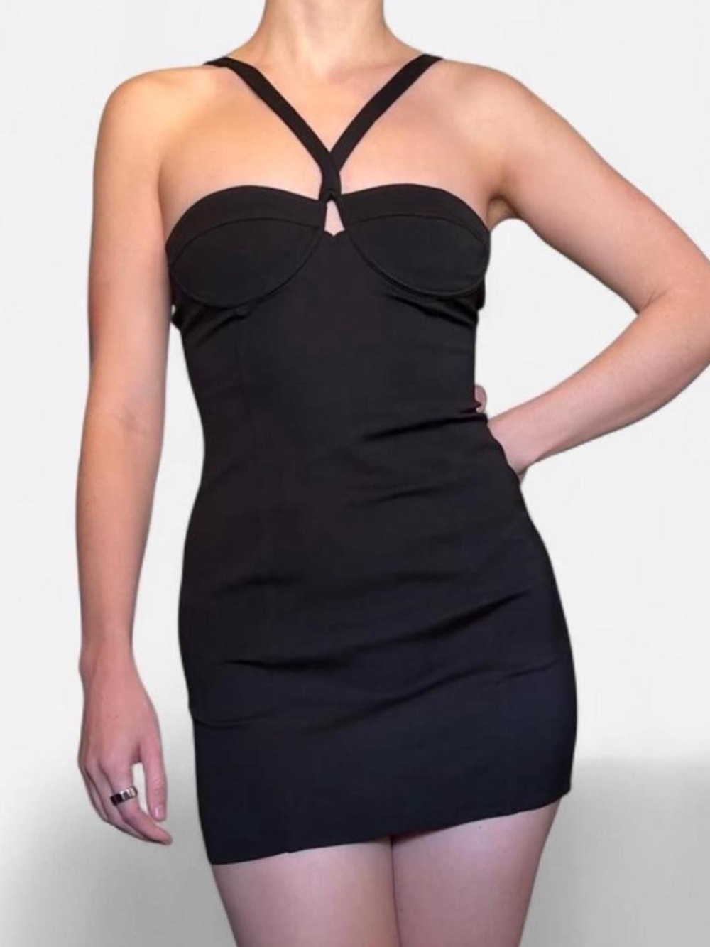 Acne Studios Black Strappy Bodycon Mini Dress